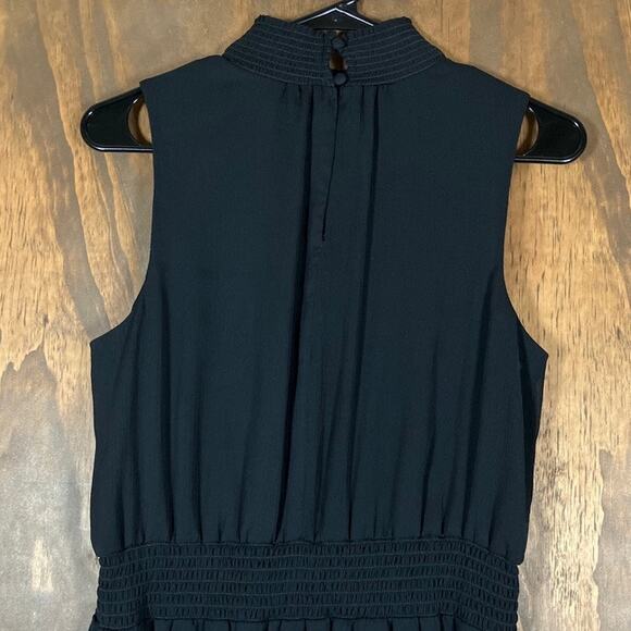 Express Womens Dress Black Ruffle Tiered Mock Neck Sleeveless Mini Medium - Picture 9 of 10